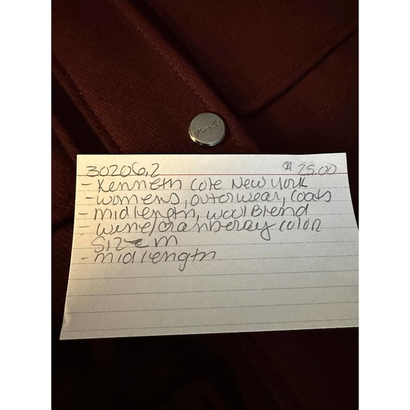 Kenneth Cole New York Women's Coat Sz M Wine Cranberry Wool Blended Snap Zipper - Picture 9 of 10